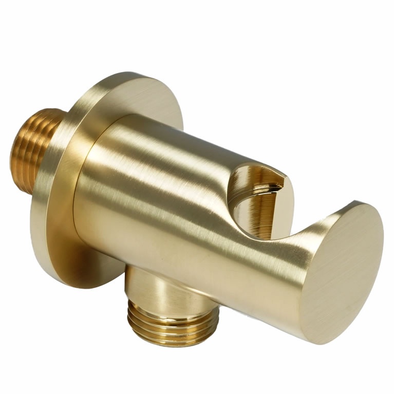 JTP Vos Brushed Brass Shower Handset Holder & Outlet Sanctuary Bathrooms
